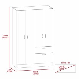 Mueble de Dormitorio Moderno Maltby Negro Wengue de 4 Puertas y 2 Cajones, Puertas Abatibles Independientes, Construcción en MDF - Product Image 6