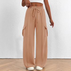 Pantaloni da Jogging sportivi 2025 da donna autunno a vita media drappeggiati a gamba dritta Casual dimagrante e traspirante con tasca <span class=keywords><strong>Cargo</strong></span> - Product Image 4