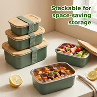 Boîte à bento pour adultes en acier inoxydable avec séparateur amovible et sangle, récipient alimentaire micro-ondable avec couvercle en bambou pour la préparation des repas