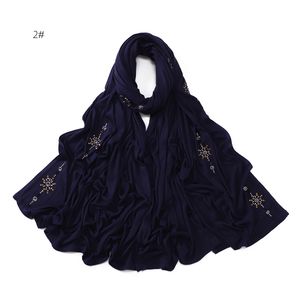 2024 nuovo Design Premium qualità leggero Jersey di cotone Hijab con strass fantasia Hijab per la pace palestinese - Product Image 5