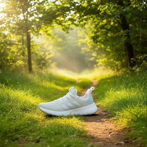 รองเท้าวิ่งผู้หญิง Adidas รุ่น Cloud สีขาว-น้ำเงิน หน้าผ้าตาข่าย พื้นรองเท้า EVA พื้นรองเท้าด้านนอกยาง รุ่นซัมเมอร์ เวียดนาม รุ่น MSS EE9541 - Product Image 2