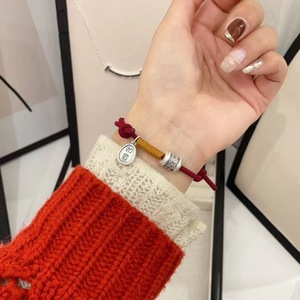 Red <b>Rope</b> <b>Bracelet</b> 999 Pure Silver Charm Unisex Gift Jewelry - Product Image 2