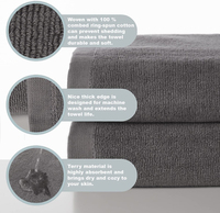 Ensemble de 3 serviettes en coton 100% tissé, à boucles, très absorbantes, séchage rapide, antimicrobiennes, écologiques, douces, moelleuses, couleur unie