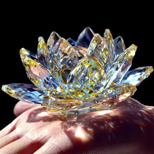 MH-H003 personalizzato cristallo colorato fiore di loto regalo cristallo fermacarte decorazione matrimonio fiore di loto