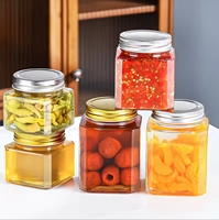 Verre clair vide de luxe 250ml 380ml 500ml unique de qualité alimentaire avec bouchon à vis Sauce chaude confiture miel bouteille pot pour le stockage des aliments