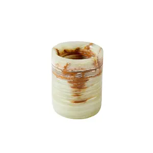 Faith Stone High Class Natural Onyx Marble Candle Holder Candle Jars Luxury Home Wedding Decoration