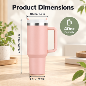 แก้วกาแฟแบบพกพาสำหรับการเดินทางผจญภัย รุ่นยอดนิยมปี 2025 ขนาด 30 ออนซ์ 40 ออนซ์ ทำจากสแตนเลสสตีล เก็บความร้อน-เย็น พร้อมหูจับและหลอด - Product Image 3
