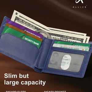 Cartera Delgada de Cuero Genuino Boshiho con Bolsillo Frontal para Hombre, con Ranura para AirTag y Bloqueo RFID - Product Image 4