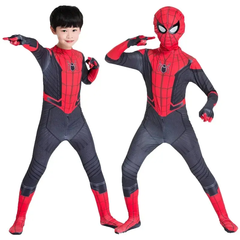 Hot Sale Atacado Estilo Clássico Crianças Spiderman Costume Cartoon Vermelho Preto Figura de Accion Anime Melhor Preço para o Halloween