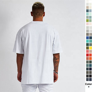 定制品牌批发高品质空白复古印花空白素棉t恤超大落肩设计男士t恤 - Product Image 3