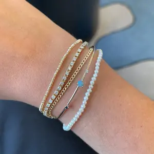 Pulseira de prata 925 com punho de opala de três pedras, joia personalizada de alta qualidade, pulseira banhada a ouro 14K para mulheres