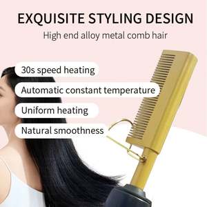 Cepillo Alisador Eléctrico de Cobre con Calor, Cerámica de Turmalina, Enchufe EK para Reino Unido/EE. UU., Alisador de Cabello para Uso en Seco/Húmedo, Modelo con Pantalla LCD - Product Image 5