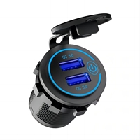 Prise de charge rapide à interrupteur tactile pour voitures et motos, 12V/24V 36W QC3.0, double port USB