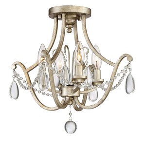 Lustre semi-pendentif classique de luxe en or vieilli et cristal |   Éclairage intemporel pour hall d'hôtel et salle à manger haut de gamme - Product Image 1