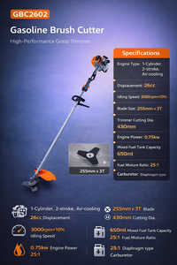 Débroussailleuse à essence MYOYT GBC2602 26cc 0.75KW Moteur 2 temps refroidi par air Lame 3T 255mm Diamètre de coupe 430mm - Product Image 5