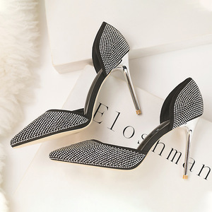 Chaussures Pour Femmes Nouveaux Styles Crystal Rivet Black <b>Studded</b> Pointed Toe Pencil Ladies Pumps Sexy Women's Dress+Shoes - Product Image 4