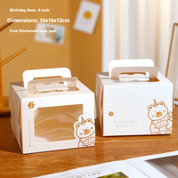 Boîte à gâteau carrée rigide en carton ondulé personnalisable, de luxe, transparente, avec fenêtre et poignée