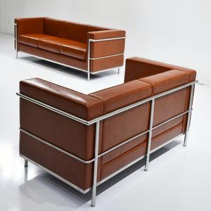 कार्यालय सोफा सेट Lc2 2 सीटर आधुनिक शैली क्लासिक चमड़े के सोफे कुर्सी अनुकूलन योग्य प्राचीन भूरे रंग में - Product Image 2