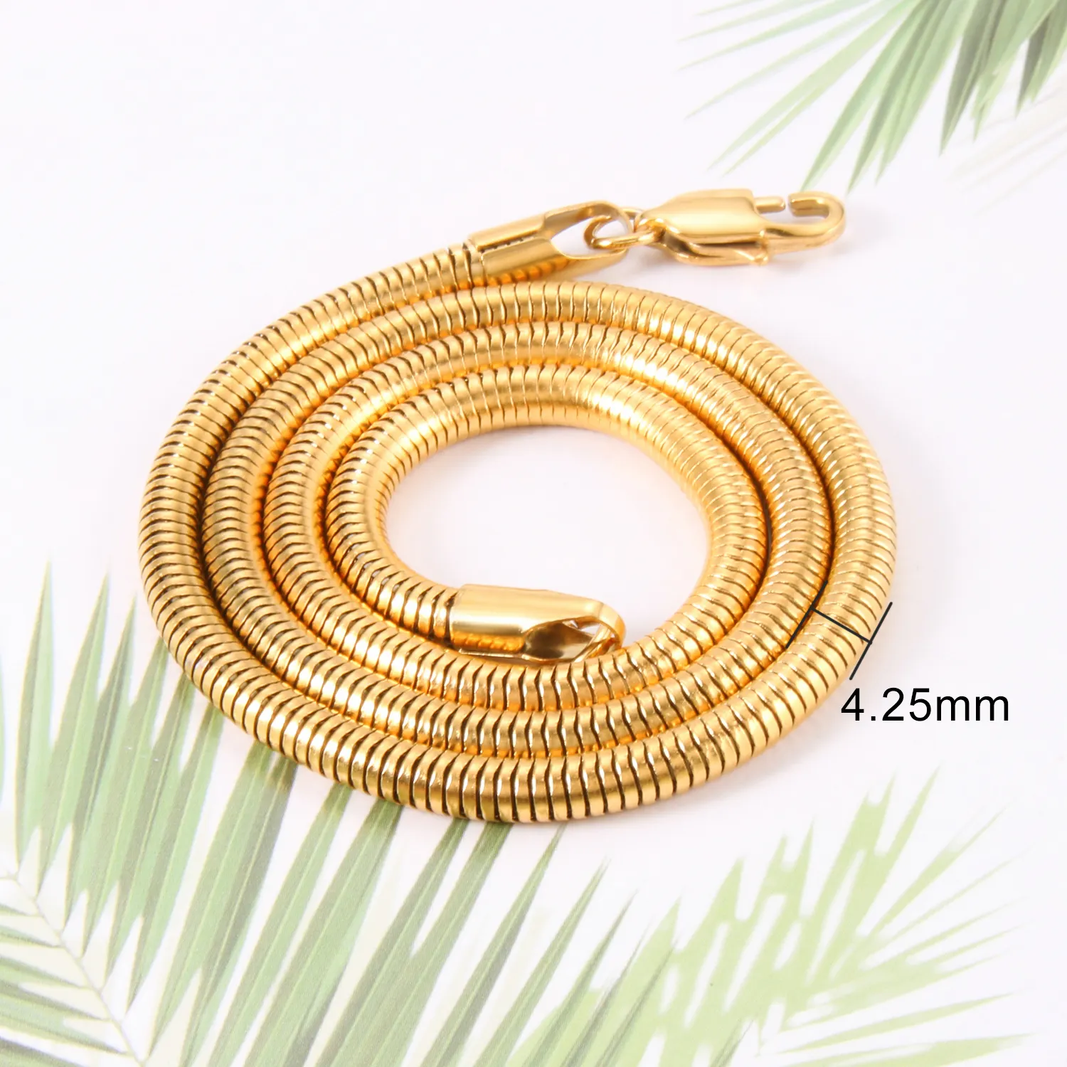 Inventory Low Price Promotion Stainless Steel Gold Plated Hip Hop 4mm Thick Soft Round Snake Chain Necklace For Men Women