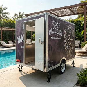 Remorque de restaurant carrée noire mate avec four à pizza et barbecue, cuisine mobile, camion de restauration mobile - Product Image 5