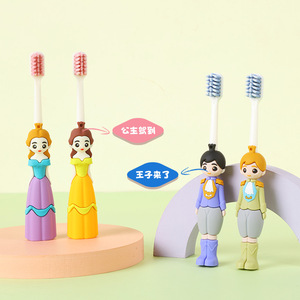 Brosse à dents pour bébé en forme de princesse et de prince de dessin animé 3D mignonne, emballée individuellement, poils doux, vente en gros transfrontalière - Product Image 1