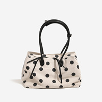 Tas Tangan Kanvas Polkadot Segar Musim Semi Musim Panas Korea untuk Wanita Tas Tote Travel Gaya Baru Multi Saku Kapasitas Besar