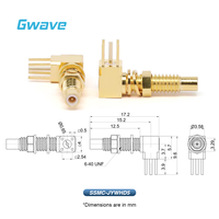 Conector de montaje de mamparo macho SSMC para conector RF de ángulo recto de PCB hecho de latón