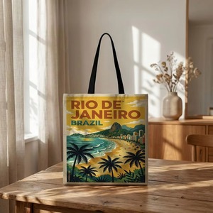 Vintage Rio <span class=keywords><strong>de</strong></span> Janeiro Brasilien Reise-Print Canvas-Tragetasche Retro Copacabana Strand Wiederverwendbare Einkaufstasche Schultertasche - Product Image 1