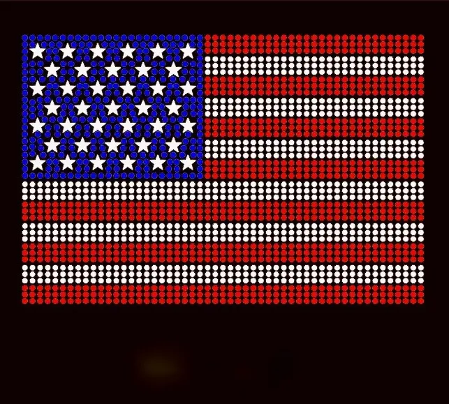 Hot sale USA flag wave 4th of July Rhinestone heat transfer for T shirts
