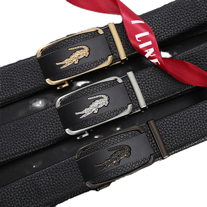 Cinturón Casual de Negocios de Dos Capas para Hombre, con Hebilla Automática de Aleación con Diseño de Cocodrilo, Longitud Personalizable, Patrón Geométrico, Simple, Moderno, Juvenil, Venta al Por Mayor - Product Image 1