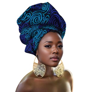 <span class=keywords><strong>Vente</strong></span> chaude : foulards traditionnels africains pour femmes, en coton, à imprimé floral personnalisé, respirants, écologiques, foulards nigérians - Product Image 5