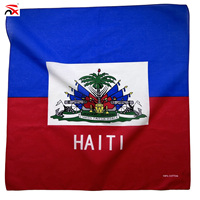 OEM, vente chaude, foulard en coton 100% d'Haïti, 55*55 cm, couleurs du drapeau d'Haïti, impression numérique, produits de la série de drapeaux haïtiens