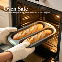 Lot de 2 moules à baguettes en silicone, 3 cavités et 2 cavités perforées, avec poignées, pour la cuisson au four