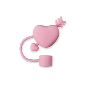 Tapa de paja de vidrio con anillo Rosa Corazón de silicona de grado alimenticio de 10 Mm para accesorio de barra de paja Boba, novedad - Product Image 2