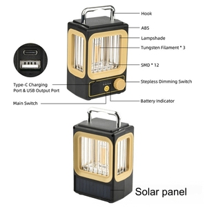 Lanterne solaire à grande capacité de batterie, <span class=keywords><strong>rechargeable</strong></span> par USB, <span class=keywords><strong>lampe</strong></span> de tente solaire, ampoule de nuit extérieure, lampes de marché, <span class=keywords><strong>lampe</strong></span> de camping d'urgence - Product Image 6