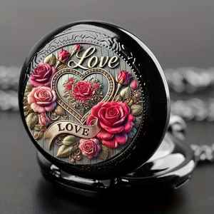 นาฬิกาพกพิมพ์ลายสัตว์ขนาดกลางหลากหลายแบบ พร้อมจี้ควอตซ์แบบพลิกได้ พร้อมสร้อยคอสำหรับผู้หญิงและผู้ชาย - Product Image 1