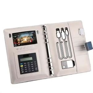 2026 Wireless Charger Advertising LCD Media Video Players Display Finger Print Lock <b>Diary</b> Planner <b>Notebook</b> with Power Bank - Product Image 1
