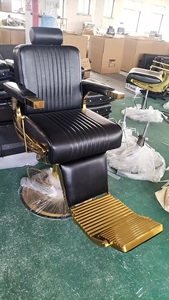 Prêt pour le navire chaise de coupe de cheveux de Salon d'or robuste chaise de barbier en aluminium pour salons de coiffure prend en charge un poids lourd - Product Image 4