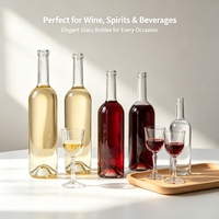Lege transparante ronde glazen whiskyfles, glazen fles met lange hals OEM & ODM