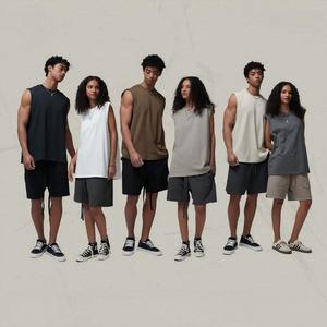 Camiseta sin mangas de algodón de secado rápido 190G para hombre, corte raglán, venta al por mayor, logotipo personalizado, ropa urbana, chaleco deportivo de baloncesto - Product Image 3