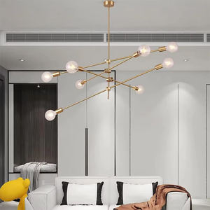Lustre Sputnik <span class=keywords><strong>en</strong></span> <span class=keywords><strong>laiton</strong></span> multi-lumière bras réglables plafonnier pour salle à manger salon et hôtel déplacer lustres - Product Image 4