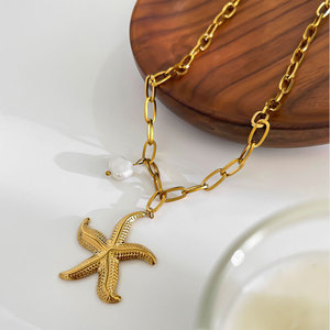 Colliers pendentifs mode hawaïenne d'été en acier inoxydable 316L, bijoux plaqués or PVD 14k 18k, collier étoile de mer pour femme - Product Image 6