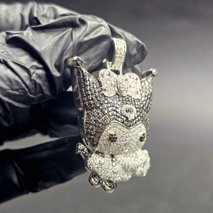 Pendentif personnalisé 3D style dessin animé, serti de moissanite taille ronde, pour rappeurs hip-hop et soirées, destiné aux pendentifs et breloques de joaillerie fine - Product Image 1