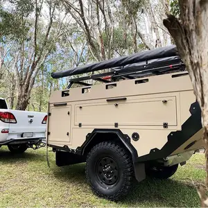Karavan kualitas tinggi dengan perosotan kotak peralatan penyimpanan kecil ruang tamu Rv Camper perjalanan Kemah Trailer