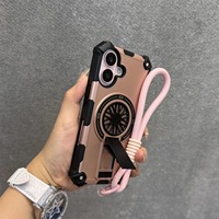 Coque de téléphone en PC renforcé avec anneau magnétique et lanière de maintien pour iPhone 18 17 16 15 14 13 12 Pro Max