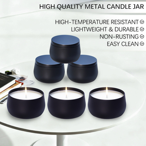 Paquete de 24 Latas Metálicas Negras Mate de 8oz para Velas con Tapa, Frascos para Velas, Se Puede Personalizar con Logotipo, Envases Redondos Vacíos para Velas, Aptos para Envasar Cera - Product Image 5