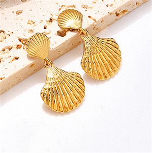Stainless Steel <strong>Shell</strong> Pendant <strong>Drop</strong> Earrings for Women Trendy Ladies Wholesale Earring Hanging Accessories on <strong>Ear</strong> Fashion Jewelry - Product Image 2