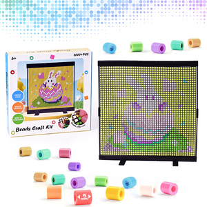 Kit de Manualidades con 2000 Perlas sin Planchado, Lienzo de Malla Flexible para Pintura Decorativa DIY, Suministros de Arte para Niños, Conejito de Pascua - Product Image 3
