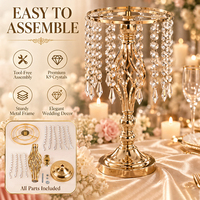 Support floral en métal octogonal plaqué argent et or avec perles pendantes, design moderne, pour centre de table de banquet et décoration de mariage