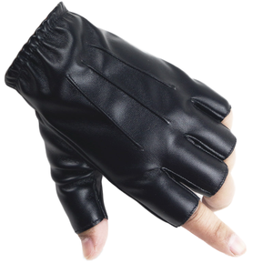 Mens Half Finger Leather <b>Gloves</b> Genuine Leather Cycling Driving Workout Fitness Motorcycle Outdoor Sports Protective <b>Gloves</b> - Product Image 2